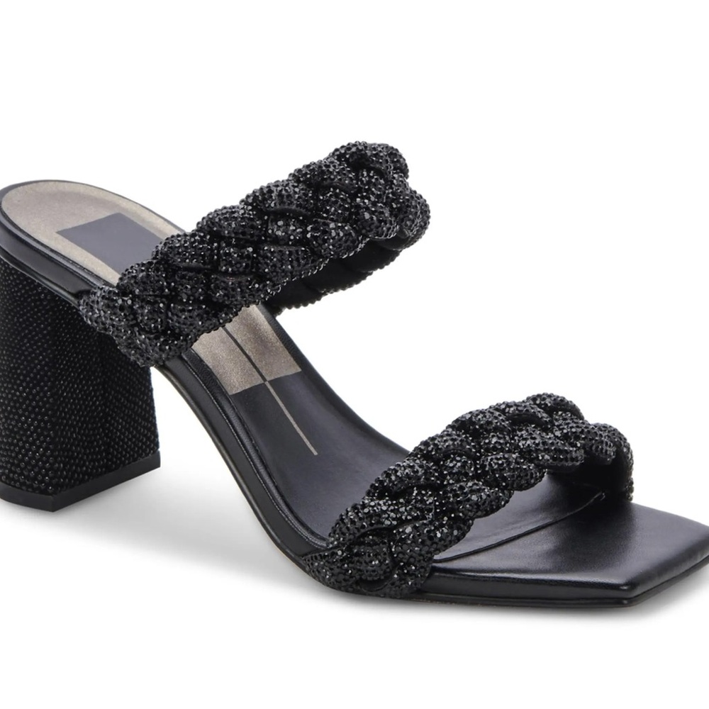 Dolce Vita Paily Braided Sandal BLACK RHINESTONE 8 M
